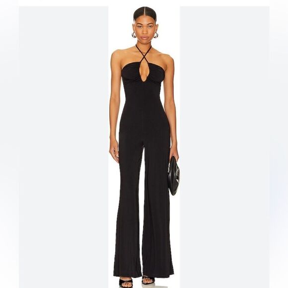 MAJORELLE Pants - NWT Majorelle Mika Jumpsuit Black jersey wide leg halter tie Revolve XS